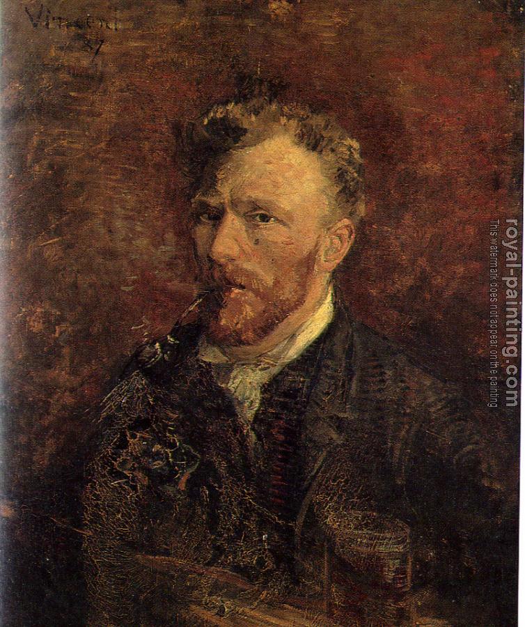 Vincent Van Gogh : Self-Portrait With Pipe and Glass